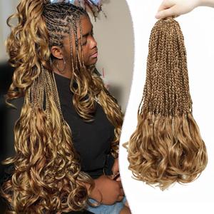 Crochet Hair for Women 18 Inch 8 Packs French Curl Crochet Braids with Curly Ends Pre-looped Crochet French Curl Braids Blonde mix Brown Synthetic Hair Extensions P27/30#