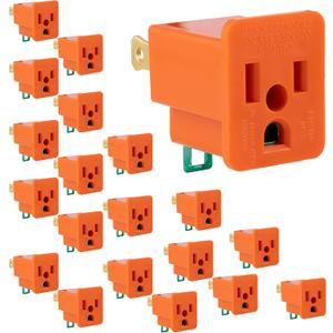 GE Polarized Grounding Outlet Extender, 20 Pack, Turn 2-Prong into 3, Easy to Install, Indoor, UL Listed, Orange, 46851