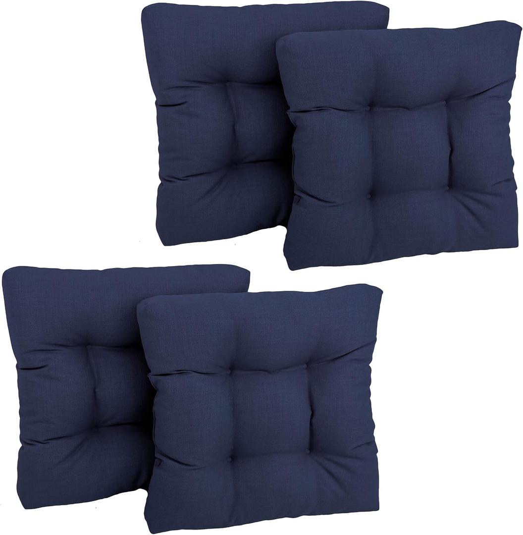 Squared Solid Spun Polyester Tufted Dining Chair Cushions Set, Set of 4, 19"