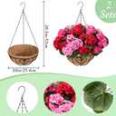 Waipfaru 2 Set Artificial Geraniums for Outdoors with Hanging Baskets, 12 Bundles UV Resistant Artificial Outdoor Plants, Fake Flowers for Spring Front Porch Home Patio Balcony Yard Decor, Mixing