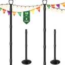 10Ft String Light Poles for Outside - 2 Pack Adjustable Metal Poles for Outdoor String Lights, Rustproof & Sturdy Light Stand Posts for Patio, Backyard, Deck, Garden, Party Decorations