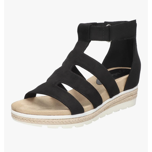 Bella Vita Women's Zinia Wedge Sandal, Black, 6W