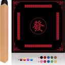 Mahjong Mat, 31.5 in x 31.5 in Mahjong Table Mat for Tile Game, Anti Slip and Noise Reduction Table Cover for Poker Card Board and Dominoes (Black)