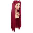 VGbeaty Adult Women Long Straight Pink Wig with 2 Ponytails Cartoon Role Funny Bangs Wig Heat Resistant Synthetic Fiber Soft Durable Breathable Cap for Halloween Costume Fancy Party