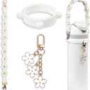 Handle Strap and Charm Set for Owala Water Bottle 24 oz, 32 oz, 40 oz, Owala Kids, Owala Coffee Tumbler, Owala FreeSip  Includes Handle Strap, for Owala Accessories & Stanley Cup Accessories (White)