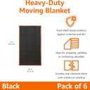 Amazon Basics Reinforced Tear-Resistant Moving Blankets, 72" x 40", Black, 6-Pack