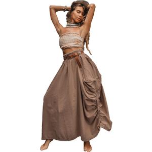 Thaluta Women's Maxi Boho Skirt with Pockets Bohemian Organic Cotton Hippie Gypsy, One Size