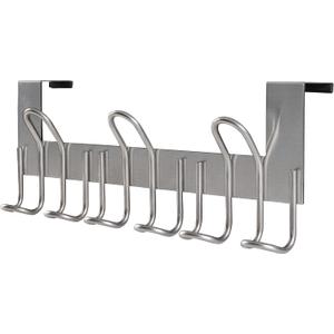 SKOLOO Over The Door Hooks - for Doors up to 1-3/4'' Thickness, Metal Door Hanger with 9 Hooks, Over The Door Hanger for Coats, Hats,Towels, Silver