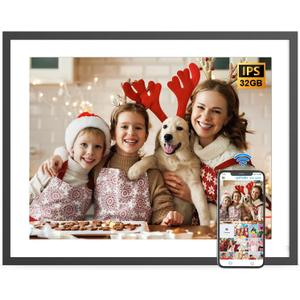 Digital Picture Frame 16.2 Inch Large Digital Photo Frame - 32GB Wall Mountable Wi-Fi Electronic Photo Frame, Auto-Rotate, Share Photos Video via App Email, Free Cloud, Christmas Gifts for Mom Dad