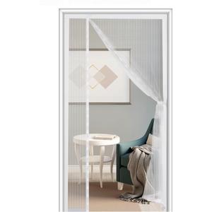 Sunolga Magnetic Screen Door Fits Door Size 32 x 80 Inch, Actual Screen Size 34 x 81 Inch, Reversible Left Right Side Opening, Sturdy Polyester Mesh Curtain Hands Free for Patio, Sliding Door, White