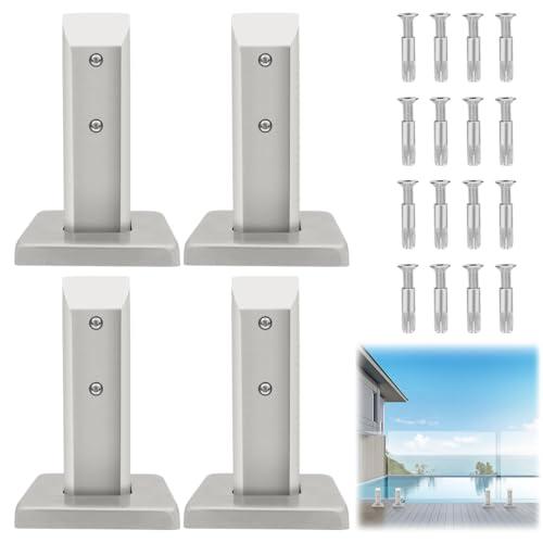 LukLoy Heavy Duty 2.1lb Marine Grade SS2205 Glass Pool Fence Spigot Railing Clamp for Coastal City Projects, Brushed (4Pack, Each NW 2.1lb, GW 3.0lb) - Level 2
