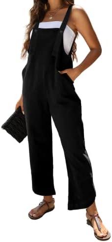 Omoone Women Sleeveless Straps Baggy Jumpsuit Overalls Casual Summer Bib Rompers Pockets Size XL