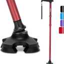 REHAND Walking Cane for Men & Women - Foldable, Adjustable, Lightweight, Self Standing Pivot Walking Cane, Soft Handle Grip, with Travel Bag, Walking Sticks for Seniors & Adults (Red)