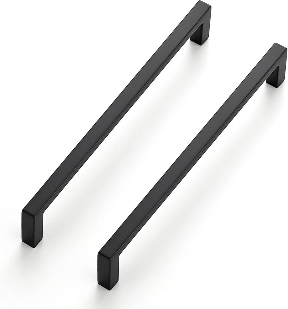 Ravinte 15 Pack Matte Black Cabinet Pulls, 6-1/4 Inch (160mm) Hole Center Slim Kitchen Handles, Square Drawer Pulls for Cabinets & Cupboards, Hardware
