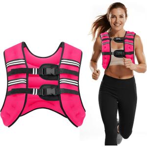 Weighted Vest, 16lb Weight Vest with Two Adjustment Straps for Men Women, Weight Vests with Reflective Stripe for Strength Training, Running, Jogging, Walking