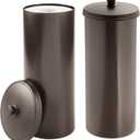 iDesign Freestanding Bathroom Toilet Paper Storage Holder with Lid for 3 Extra Rolls, 2-Pack, Bronze