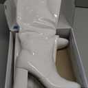 DREAM PAIRS Women's Gogo Boots Square Toe Side Zipper Chunky Heel Knee High Boots For Women, Size 7, White