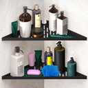 Bathroom Corner Shelves for Shower - Adhesive / Stick / Drill / No Drill - 16" Strong Black Floating Corner Shelf for Tiled Wall, Bathroom, Inside Shower Caddy, Shelf Wall Mount Triangular, Organizer