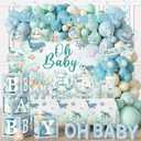 Sea You Soon Baby Shower Decorations, Under The Sea Party Decorations with Oh Baby Backdrop Banner Plates Napkins Ocean Tablecloth Balloon Arch Box for 1st Boy Birthday Party