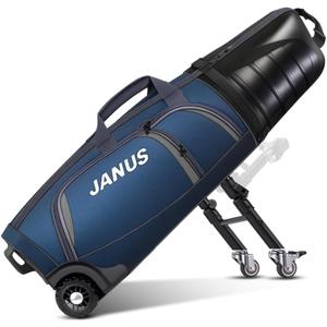JANUS Golf Travel Bag Hard Case with Foldable Support Legs, Hands-Free Golf Club Travel Bag with 360 Spinner Wheels, ABS Hard Shell, Foldable Design for Airline Travel, One Size