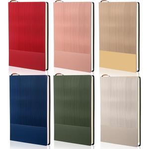 Thenshop 6 Pack Lined Journal Notebooks for Work College Ruled A5 Note Book, 200 Pages, 8. 3 x 5. 7 Inches, Soft Cover PU Leather Journaling for Women Men Writing Home School Supplies(Multicolor) (Various Colors)