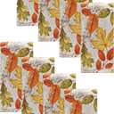 Elrene Home Fashions Autumn Leaves Printed Fall Cloth Dinner Napkins, 17" x 17", Set of 8