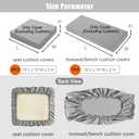 Sqodok 3 Pack Outdoor Cushion Covers Replacement, Waterproof Patio Seat Cushion Cover Fit for 4-Seater Wicker Rattan Conversation Set Loveseat Chair Couch Furniture, Cover Only, 38x19x2,19x19x2, Grey