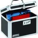 Vaultz Secure Security Lock Boxes - Safe Combination Lock Box, Storage for Documents, Valuables, Medicine & Money - 9.88 x 7.75 x 7 Inch - Black/Chrome