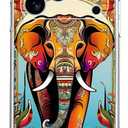 Case for iPhone 17 Pro,Orange Elephant Flowers Drop Protection Shockproof Case TPU Full Body Protective Scratch-Resistant Cover