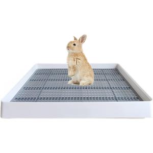 PODOO Rabbit Litter Box Training Potty Tray for Guinea Pig & Small Pets Spacious Grid Pan with Low Entrance, Easy-Clean & Odor-ResistantHelps Keep a Clean Cage and Reduce Mess