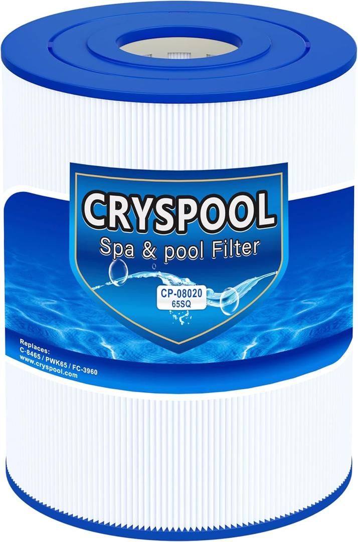 Cryspool 08020 Filter Compatible with Watkins 31114, Hot Spot Spa Filter, C-8465, FC-3960, 71827, 71828, Watkins 65 Sq. Ft Spa Filter Cartridge, 1 Pack