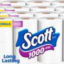 Scott 1000 Trusted Clean Toilet Paper, 32 Rolls, Septic-Safe, 1-Ply Toilet Tissue