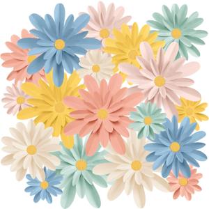 MotiMind 18 Pcs Paper Flowers Decorations for Wall DIY Flower Bulletin Board 3D Fiesta Paper Floral Backdrop Decoration for Photo Backdrop Classroom Back to School Party(Bright Color)