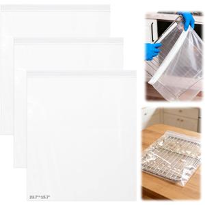2 x XANGNIER 3 Pack No Scrub Oven Rack Cleaning Bags 23.7*15.7 in,No Cleaner Included,Simple to Use,No Messy Hands Reusable Leakproof Soaking Cleaner Bags for Removable Metal Rack,BBQ Grills,Grill Grate