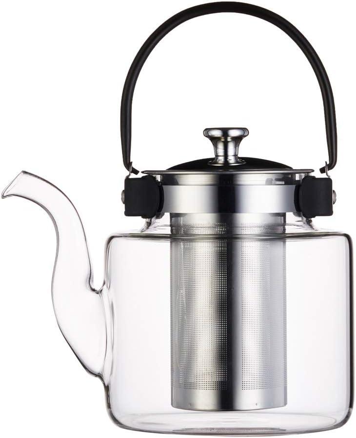 Purefold Glass Teapot 40 Oz, Stovetop Safe Tea Kettle with Removable Infuser, Blooming & Loose Leaf Tea Maker (1200 ML)
