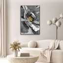 Framed Abstract Flower Wall Art, 24x36 Inch Black White Gold Floral Canvas Print, Modern Luxury Peony Painting, Neutral Home Decor for Living Room Bedroom Office