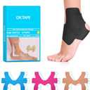 OK TAPE Precut Kinesiology Ankle Tape, 10 Pcs, Pain Relief, Prevent Ankle Sprain, Provide Support for Ankle Ligament, Elastic Athletic Tape, Breathable K Tape for Daily use - Black