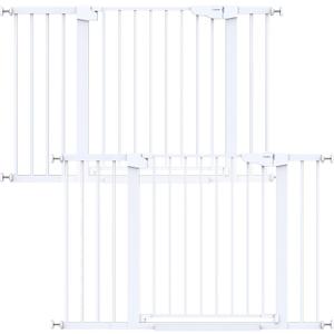 Cumbor 2 Pack 29.7"-48" Baby Gate for Stairs, Mom's Choice Awards Winner-Dog Gate for Doorways, Pressure Mounted Auto-Close Pet Gates for Dogs Indoor, Safety Child Gate with Easy Walk Thru Door,White