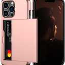 Nvollnoe for iPhone 13 Pro Case with Card Holder Heavy Duty Protective Dual Layer Shockproof Hidden Card Slot Slim Wallet Case for iPhone 13 Pro for Men&Women(Rose Gold)