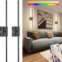 31.5 inch Battery Operated Wall Sconce Set Of 2, 10000mAh Rechargeable Wall Light With Remote Control, RGB Dimmable Wireless Sconces Wall Decor For Bedroom Living room Hallway, 360Rotate, Black