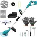 Cordless Weed Wacker for Makita 18V Battery, Electric String Trimmer/Edger Lawn Tool/Brush Cutter with Brushless Motor, Grass Trimmer Kit with Metal Blade & String Line for Garden Yard(Tool Only) (Blue)