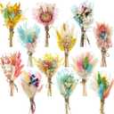 Layhit 12 Pack Boho Dried Flower Bouquet Mini Wedding Handmade Dry Flowers Decor for Vase Crafts DIY Photo Boutonniere for Men Floral Plant for Bridesmaid Gift Birthday Decor