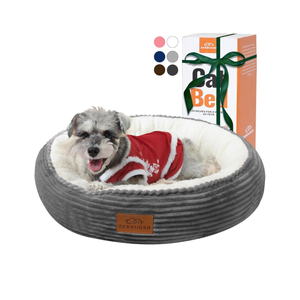23in Round Cat Dog Bed for Large Medium Small Dogs Cats, Machine Washable Sleeping Sofa, Non-Slip Bottom Breathable Soft Calming Pet Cuddler for Indoor/Outdoor/Car/Cage, Dark Grey