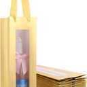 PACKQUEEN 12 Wine Gift Bags with Windows 15x4.7x4.4 Inches, Gold Bottle Gift Bags with Handles for Liquor and Champagne, Wine Bag Bulk for Valentine's Day, Birthdays, Weddings, Father's Day and Holidays, Glossy Gold