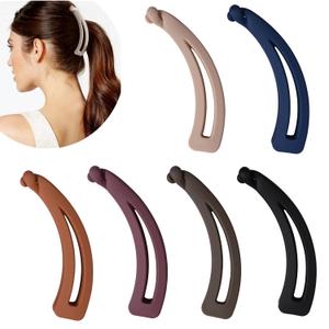 2 x 6 Pieces Banana Hair Clips for Women,Cute Banana Clip for Thin Fine Thick hair,Non Slip Banana Claw Clips (Black,Brown,Cream,Orange,Navy,Carmine)