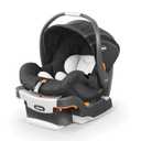 Chicco KeyFit Infant Car Seat and Base, Rear-Facing Seat for Infants 4-22 lbs., Includes Infant Head and Body Support, Compatible with Chicco Strollers, Baby Travel Gear | Encore/Black/Grey