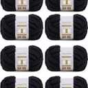 Crafted By Catherine Chunky Chenille Yarn - 8 Pack (8 oz / 227 g, 31.7 Yards Each Skein), Black, Gauge 7 Jumbo