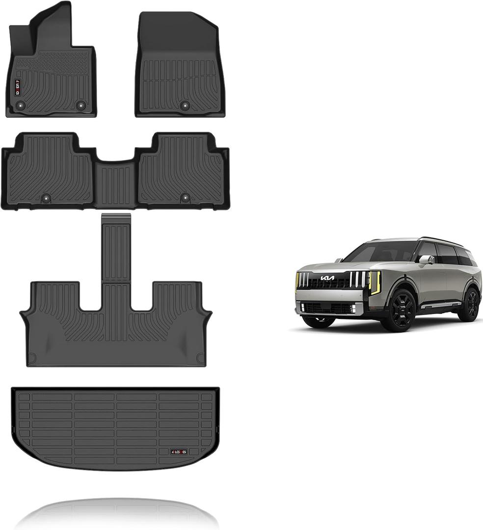 KELCSEECS Floor Mats & Cargo Liner for 2027 Kia Telluride Gas(Not for Hybrid) 7/8 Seats All Weather Kia Telluride Floor Mats Accessories