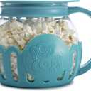 Ecolution Patented Micro-Pop Microwave Popcorn Popper with Temperature Safe Glass, 3-in-1 Lid Measures Kernels and Melts Butter, Made Without BPA, Dishwasher Safe, 1.5-Quart, Teal