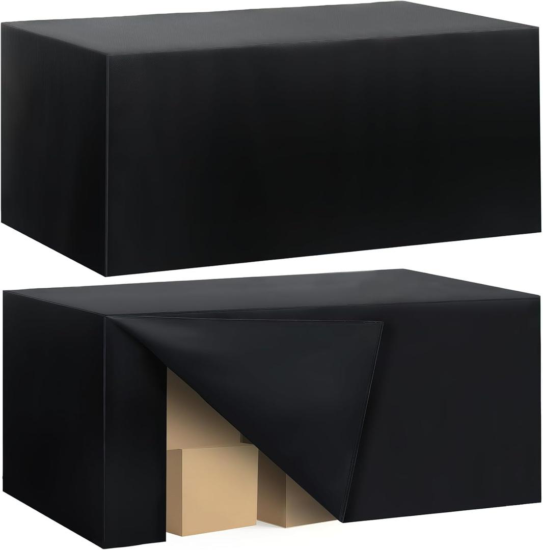 2 Pack Fitted Tablecloth for 8 Foot Rectangle Tables 96 x 30 Inch Black Table Covers Water Resistant Polyester Table Cloth for Wedding, Parties,Display, Trade Show (Black)